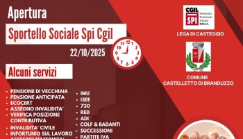 Sportello Sociale Spi Cgil a Castelletto di Branduzzo dal 22 ottobre ore 9